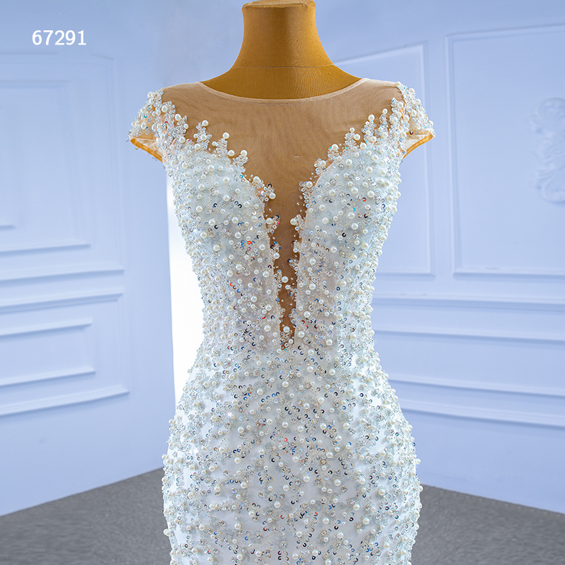 Blossom White luxury mermaid wedding dresses gown 2022  Ivory deep v neck Lace Beaded ruffles bridal  Dress